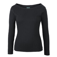 Black Ladies Long Sleeve Boat Neck Tee | 100% Cotton | Trade Quality | Urban Fit