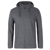 Charcoal Marle Cotton Long Sleeve Hooded Tee | 100% Cotton | Trade Quality | Classic Fit