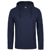 Navy Cotton Long Sleeve Hooded Tee | 100% Cotton | Trade Quality | Classic Fit