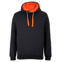 Black/Orange 350 Trade Hoodie | 350gsm Brushed Fleece | Fully Lined Hood with Drawcord | Kanga Pocket