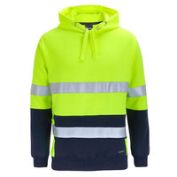 Lime/Navy HI VIS D+N 330g Pullover Hoodie | Reflective Tape | 3 Panel Hood with Drawcord | Industry Workwear