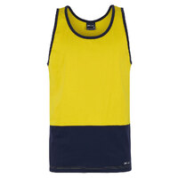 Yellow/Navy HI Vis Cotton Singlet | Comfort Fit | Industry Workwear