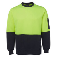 Lime/Navy HI VIS Fleecy Crew Neck | Traditional Pullover | Industry Workwear