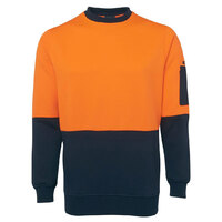 Orange/Navy HI VIS Fleecy Crew Neck | Traditional Pullover | Industry Workwear