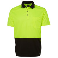 Lime/Black HI Vis Traditional Polo | Non-Cuff | Classic Fit | Industry Workwear  [Clothing Size: 2X-Small]