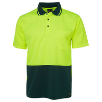Lime/Bottle HI Vis Traditional Polo | Non-Cuff | Classic Fit | Industry Workwear  [Clothing Size: 2X-Small]