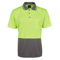 Lime/Charcoal HI Vis Traditional Polo | Non-Cuff | Classic Fit | Industry Workwear  [Clothing Size: 2X-Small]