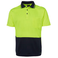 Lime/Navy HI Vis Traditional Polo | Non-Cuff | Classic Fit | Industry Workwear  [Clothing Size: 2X-Small]