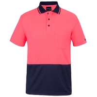 Lime/Pink HI Vis Traditional Polo | Non-Cuff | Classic Fit | Industry Workwear  [Clothing Size: 2X-Small]