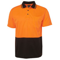Orange/Black HI Vis Traditional Polo | Non-Cuff | Classic Fit | Industry Workwear  [Clothing Size: 2X-Small]