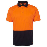 Orange/Navy HI Vis Traditional Polo | Non-Cuff | Classic Fit | Industry Workwear  [Clothing Size: 2X-Small]
