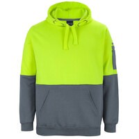 Lime/Charcoal HI VIS Pull Over Hoodie  | Hood with drawcord | Industry Workwear