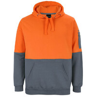 Orange/Charcoal HI VIS Pull Over Hoodie  | Hood with drawcord | Industry Workwear
