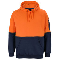 Orange/Navy HI VIS Pull Over Hoodie  | Hood with drawcord | Industry Workwear