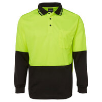 Lime/Black HI Vis L/S Trade Polo | Long Sleeve | Comfort Fit | Industry Workwear