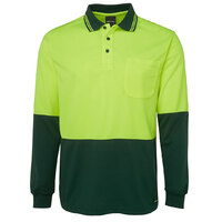 Lime/Bottle HI Vis L/S Trade Polo | Long Sleeve | Comfort Fit | Industry Workwear