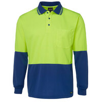 Lime/Royal HI Vis L/S Trade Polo | Long Sleeve | Comfort Fit | Industry Workwear
