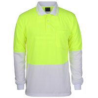 Lime/White HI Vis L/S Trade Polo | Long Sleeve | Comfort Fit | Industry Workwear