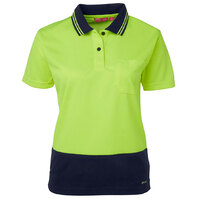 Lime/Navy Ladies Hi Vis Comfort Polo | Short Sleeve | Comfort Fit | Industry Workwear