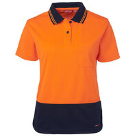 Orange/Navy Ladies Hi Vis Comfort Polo | Short Sleeve | Comfort Fit | Industry Workwear