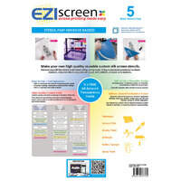 EZIscreen Stencil Film - Pack 5 plus Artwork Transparency | Adhesive Backing | U.V. Exposure + Water | Non-toxic Chemical Free Screen Making