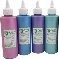 Pearl Metallic Poster Paint Set 4 - Blue, Pink, Green & Purple