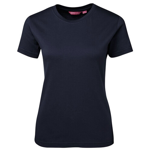 Navy Ladies Tee | Trade quality construction | Fewer print errors from poor adhesion.