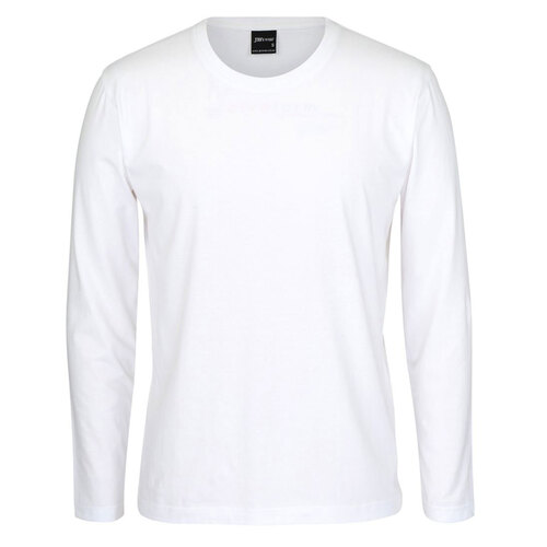 White Cotton Long Sleeve Tee | 100% Cotton | Non- Cuff Arms | [Clothing Size: 5XL]