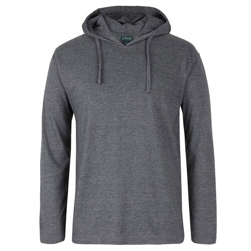 Charcoal Marle Cotton Long Sleeve Hooded Tee [Clothing Size: 5XL]
