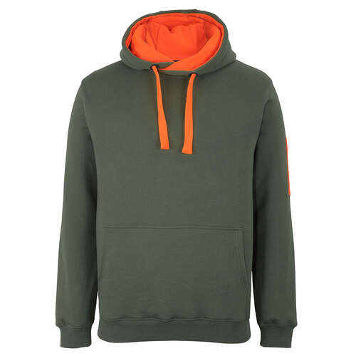 Army/Orange 350 Trade Hoodie | 350gsm Brushed Fleece [Clothing Size: 6/7XL]