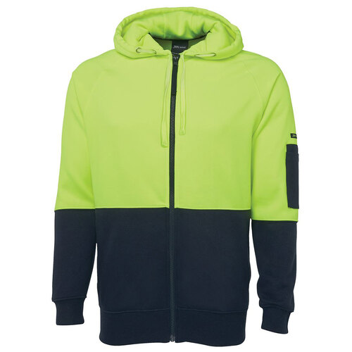 Lime/Navy HI VIS Full Zip Fleecy Hoodie  [Clothing Size: 5XL]