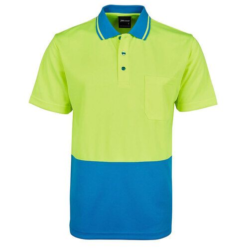 Lime/Aqua HI Vis Traditional Polo | Non-Cuff | Classic Fit | Industry Workwear  [Clothing Size: 5XL]