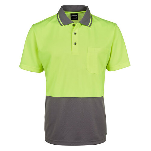 Lime/Charcoal HI Vis Traditional Polo | Non-Cuff | Classic Fit | Industry Workwear  [Clothing Size: 5XL]
