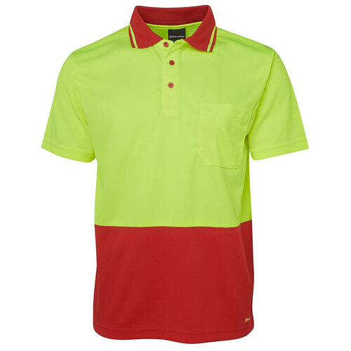 Lime/Red HI Vis Traditional Polo | Non-Cuff | Classic Fit | Industry Workwear  [Clothing Size: 5XL]