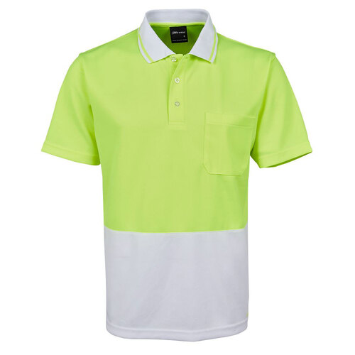 Lime/White HI Vis Traditional Polo | Non-Cuff | Classic Fit | Industry Workwear  [Clothing Size: 5XL]