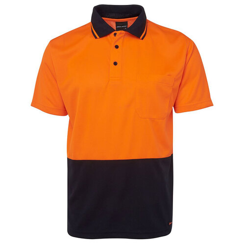 Orange/Navy HI Vis Traditional Polo | Non-Cuff | Classic Fit | Industry Workwear  [Clothing Size: 8/9XL]