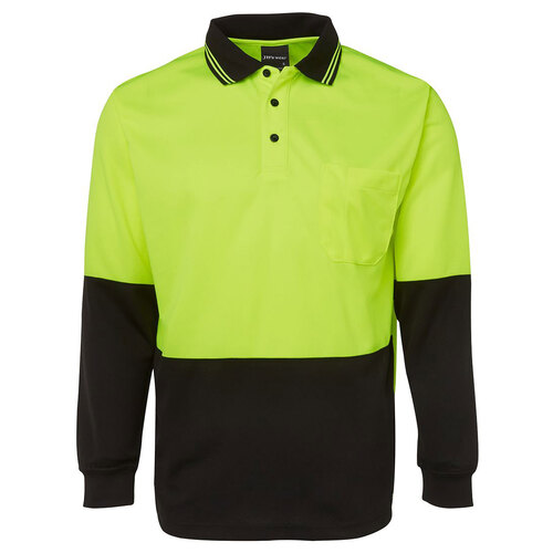 Lime/Black HI Vis L/S Trade Polo | Long Sleeve | Comfort Fit | Industry Workwear [Clothing Size: 5XL]
