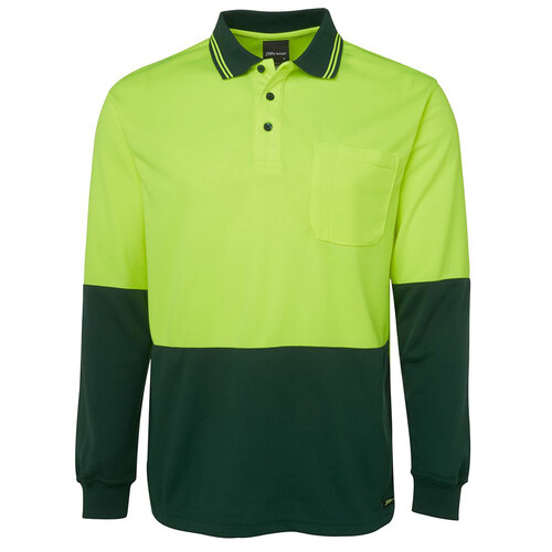Lime/Bottle HI Vis L/S Trade Polo | Long Sleeve | Comfort Fit | Industry Workwear [Clothing Size: 5XL]