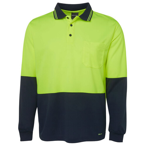 Lime/Navy HI Vis L/S Trade Polo | Long Sleeve | Comfort Fit | Industry Workwear [Clothing Size: 8/9XL]