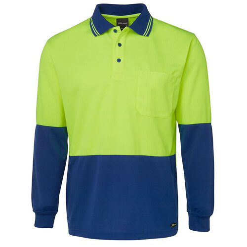 Lime/Royal HI Vis L/S Trade Polo | Long Sleeve | Comfort Fit | Industry Workwear [Clothing Size: 5XL]
