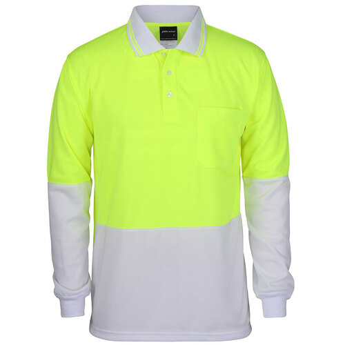Lime/White HI Vis L/S Trade Polo | Long Sleeve | Comfort Fit | Industry Workwear [Clothing Size: 5XL]
