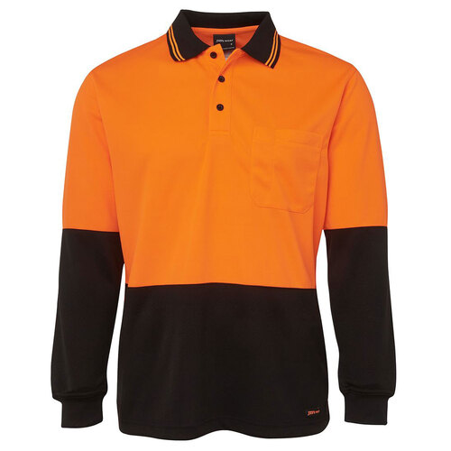 Orange/Black HI Vis L/S Trade Polo | Long Sleeve | Comfort Fit | Industry Workwear [Clothing Size: 5XL]