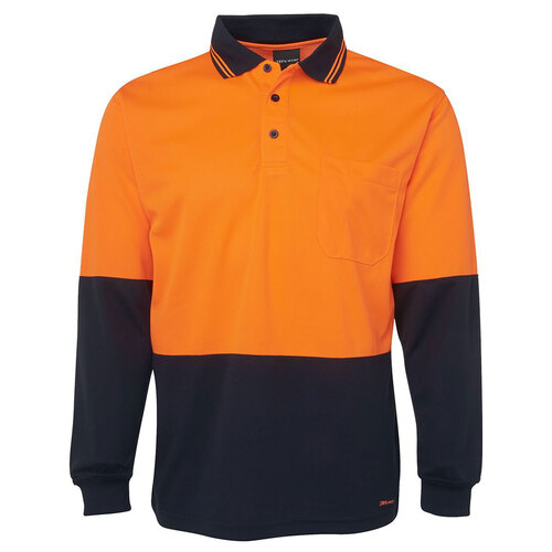 Orange/Navy HI Vis L/S Trade Polo | Long Sleeve | Comfort Fit | Industry Workwear [Clothing Size: 8/9XL]