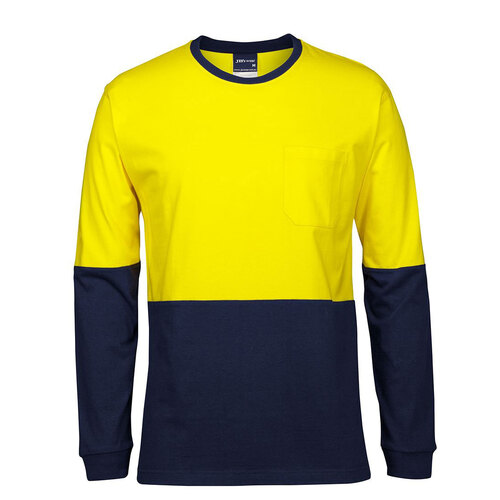 Yellow/Navy HI Vis L/S Cotton T-Shirt | Long Sleeve [Clothing Size: 5XL]
