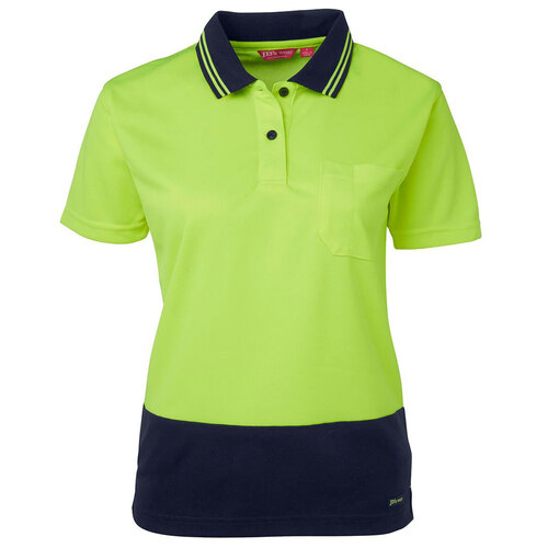 Lime/Navy Ladies Hi Vis Comfort Polo | Short Sleeve | Comfort Fit | Industry Workwear[Clothing Size: 26]