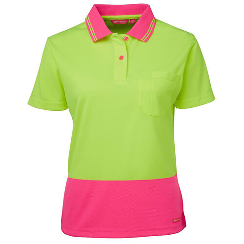 Lime/Pink Ladies Hi Vis Comfort Polo | Short Sleeve | Comfort Fit | Industry Workwear[Clothing Size: 26]