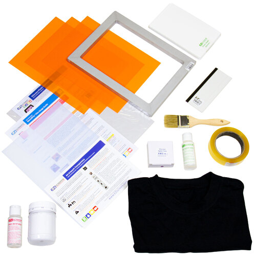 EZIscreen Dark T-shirt/ Fabric Supercover Printing Kit with Printing lesson & bonus practice t-shirt.  Specialised equipment for dark fabrics. 